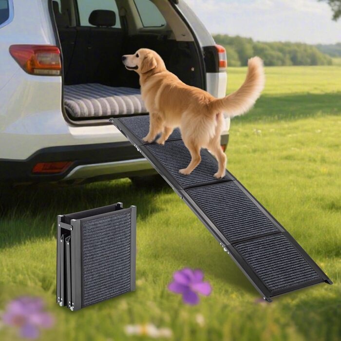 Східці для собак Hunderampe: розкладні, довгі, з антиковзким килимком, до 110 кг, для авто, SUV, позашляховиків, вантажівок, 170×44 см