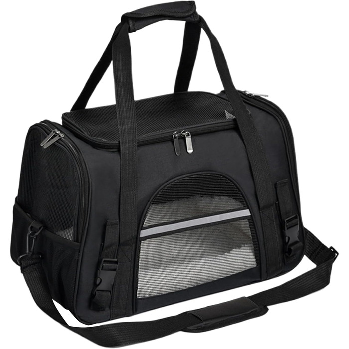 Чорна переноска для котів та собак - зручна сумка-переноска для тварин, легка, довговічна, з вентиляцією, для прогулянок на вулиці