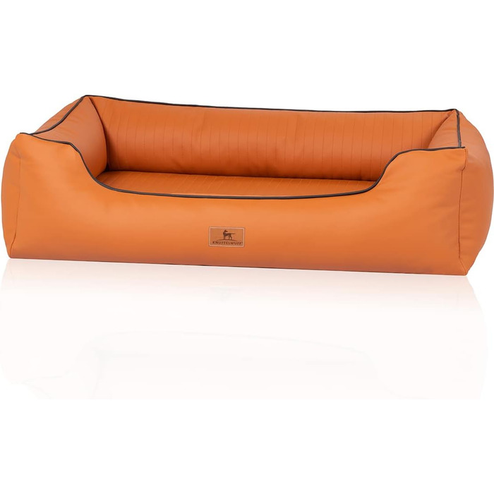 Ортопедичне собаче ліжко Knuffelwuff Lovelock M-L з штучної шкіри, 85 x 63 см, Rusty. Знімний чохол, легко мити, для великих, середніх та малих собак. Розміри: 85 x 63 x 23 см
