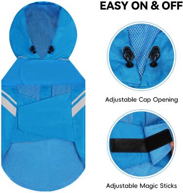 Дощовик для собак VIVAGLORY, водонепроникний, з підкладкою, для зими, XS, блакитний (обхват грудей 38.1-45.7 см)