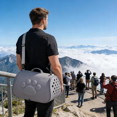 М'яка переноска для тварин на плечі - переноска для цуценят на плечі для подорожей | Для подорожей, походів, літака, кемпінгу, щоденних поїздок, візитів до ветеринара, міста та подорожей рюкзаком, сіра M