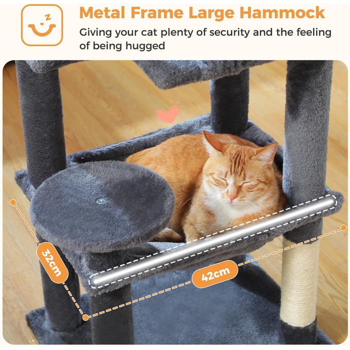 PAWZ Road Квітковий кігтеточка-кімнатний комплекс для котів з металевою гамаком, 6-ярусна кімнатна конструкція для дорослих котів з будиночком та великою верхньою платформою, 113 см, Зелений