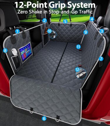 Захисний чохол на сидіння для собак PetGenie, військовий захист 10 шарів, безпека 12 точок, водонепроникна підстилка з твердим дном для SUV