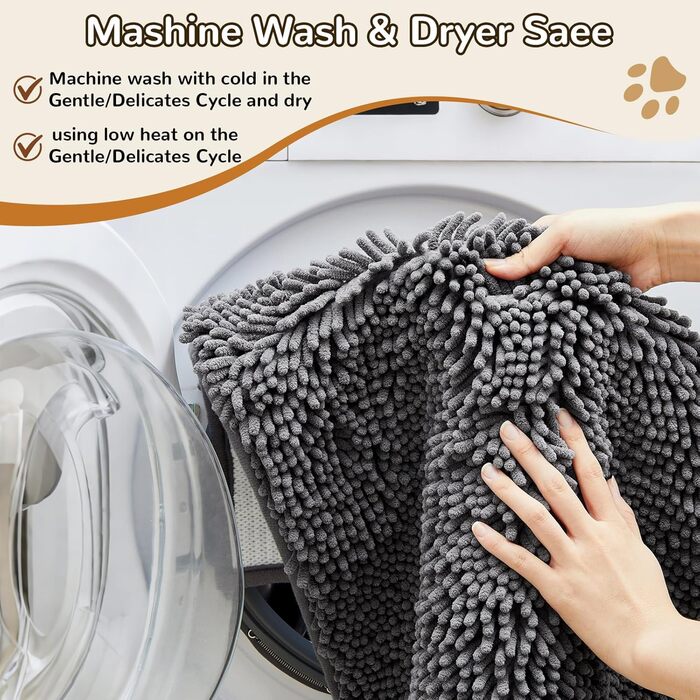 Килимок для собак з мікрофібри: швидковисихаючий, антиковзкий, для дому та вулиці, сірий