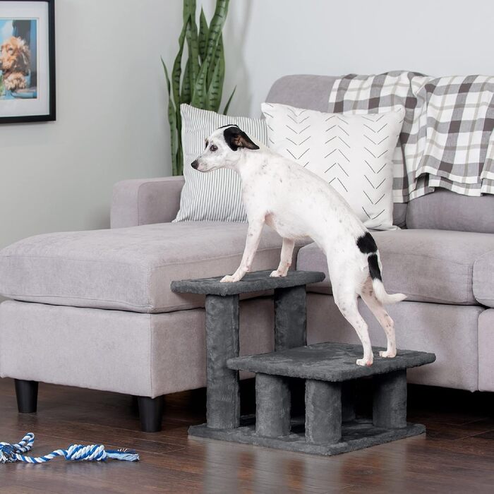 Сходи для домашніх тварин Furhaven Steady Paws, 3 сходинки, сірі, для високих ліжок і диванів