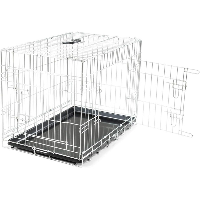 Складана металева клітка для транспортування Vadigran Classic, 76x48x55 см, срібляста, розмір L