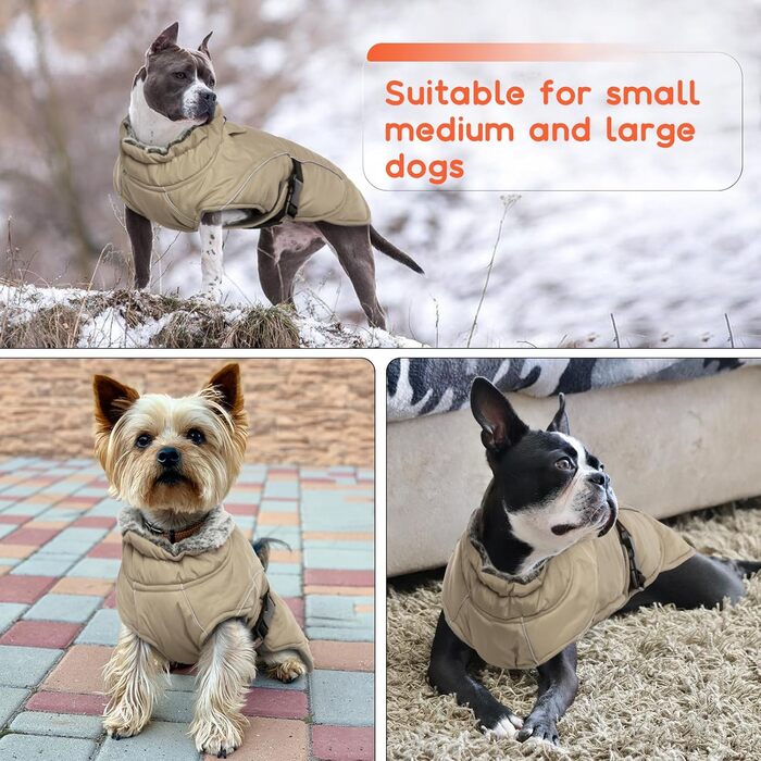 Зимовий теплий одяг для собак великих порід: куртка, пуловер, плащ (Хакі, XL)