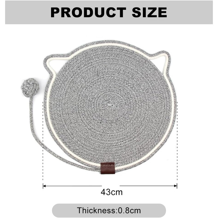 Килимок для котів KUIRUNRX® з сизалю, з іграшкою, захист меблів, натуральний килимок для дряпання, сизалевий килимок для котів, килимок-лежанка, бавовняне та льоноподібне мотузкове покриття