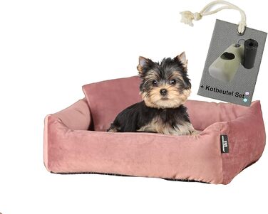 М'яке та миється собаче ліжко - диванчик для маленьких собак Rohrschneider, Рожевий, з набором пакетів для збору відходів, Рожевий