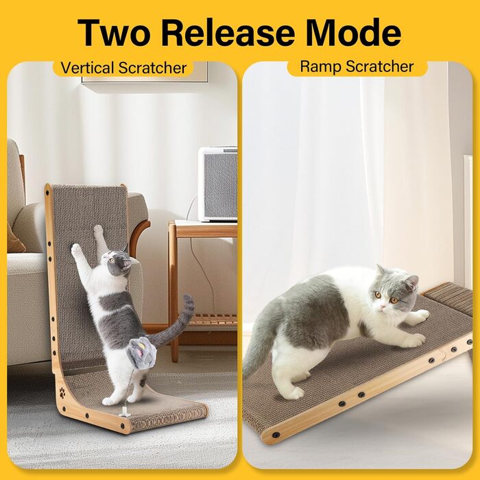 Котячий когтетоп L-подібний з іграшками, 68 см, для захисту дивану та кутів