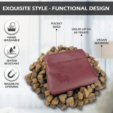 Сумка для ласощів для собак Swaggly – чорна з червоною/каштановою внутрішньою стороною, з магнітною застібкою