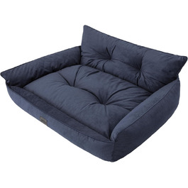 Собаче ліжко DOGGY XL 82x63 см, синє, ортопедичне ліжко-матрац для собак, лежак з прошивкою, диван для домашніх тварин