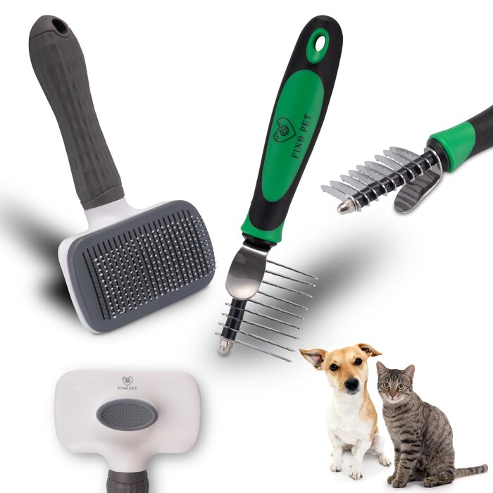 Набір гребінців для собак та котів: 2 шт. (для довгої та короткої шерсті), включає гребінець для видалення ковтунів, догляд за шерстю та обрізка кігтів. Підходить для собак та котів, підшерсткова щітка для оптимального догляду за шерстю.