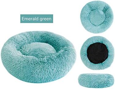 Кругле плюшеве ліжко для тварин Deluxe - ліжко-бублик для собак та котів, 80 см, смарагдовий колір
