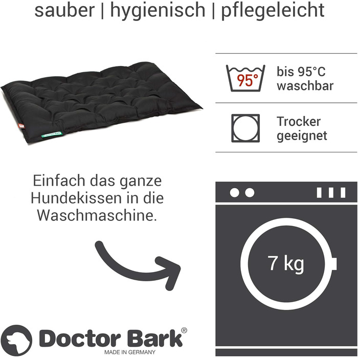 Ортопедичне собаче ліжко Doctor Bark Urban - для великих собак, 90x70 см, чорне, Made in Germany