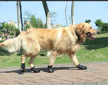 PETCUTE: Чорні захисні чоботи для собак, 4 шт. - дихаючі, водонепроникні, неслизькі. Підходять для малих, середніх та великих собак. Літні чоботи для собак, розмір 7.0*8.0 см