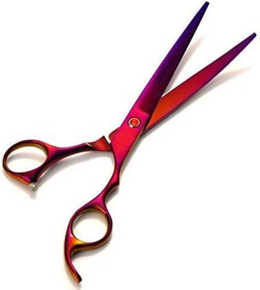 Професійні ножиці для собак 7 дюймів, набір 4 шт. (прямі, зігнуті, проріджуючі), чорний/фіолетовий