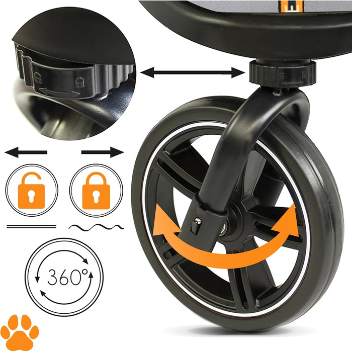 COOPER Складаний візок для собак до 32 кг | Регульована висота, кошик для покупок, Soft Touch ручки, світловідбиваючі елементи | Ідеальний для транспортування тварин – Сірий