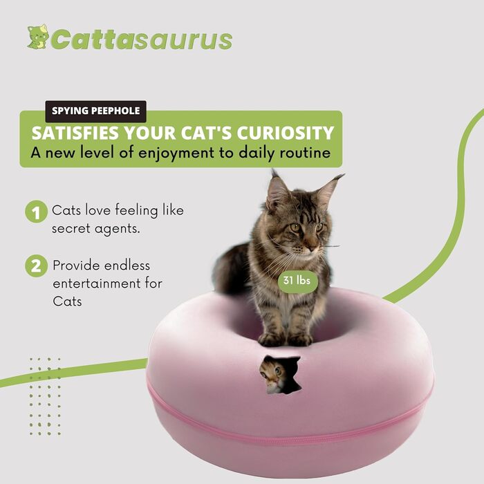Котяча печера-тунель Cattasaurus для великих котів до 20 кг, знімне та пране ліжко-донат, темно-сіра, заспокійлива, для кількох котів