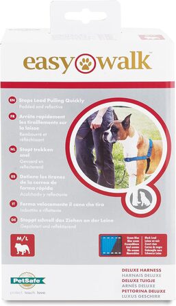 Шлейка для собак PetSafe Easy Walk Deluxe, міцна, з м'якою підкладкою, чорно-синя (M/L, 1 шт.)