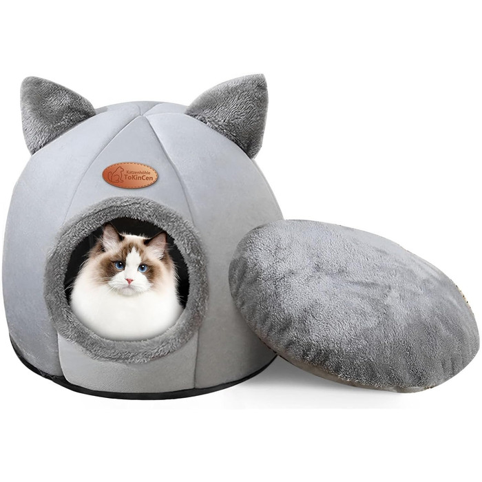 Квіткове ліжко-будиночок для котів, зелений, для маленьких та середніх котів