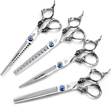 Набір професійних ножиць для грумінгу домашніх тварин (7,0 дюймів) з нержавіючої сталі. Ідеально для собак та котів: прямі ножиці, ножиці для фінальної обробки, гребінець. Комплект для грумінгу.