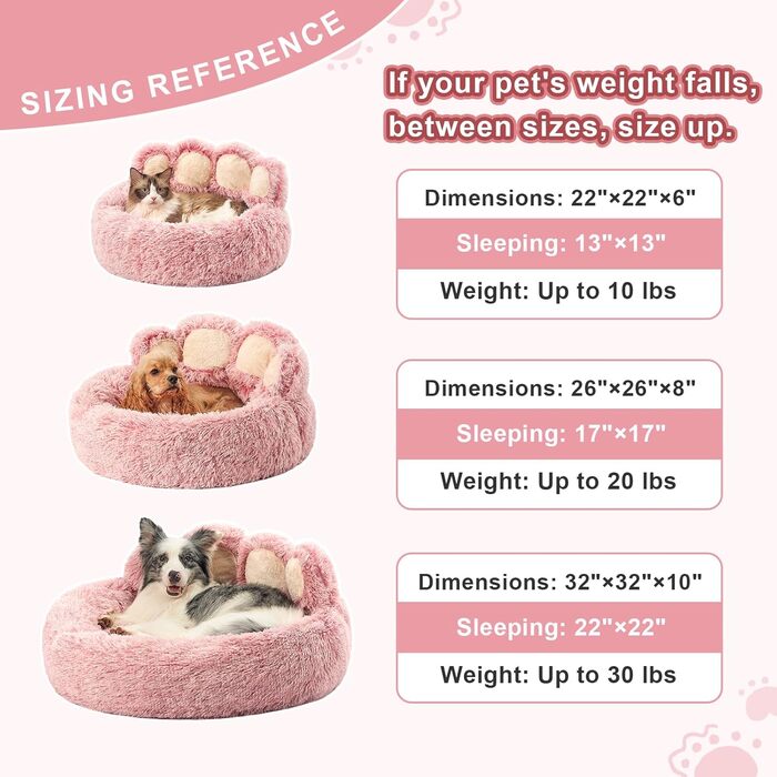 М'яке ліжко для собак Pfote Form: кругла, комфортна, рожева, велика, для маленьких та середніх собак, з штучного хутра, легко миється