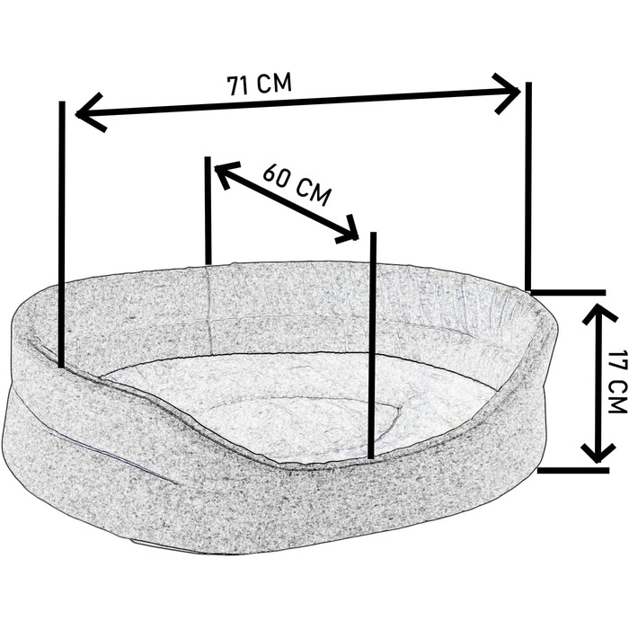 Крісло-лежанка для собак та котів SuperKissen24 - Овальне, 71x60 см, сірий льон. Водостійке, з сертифікатом Oeko-Tex, легко миється