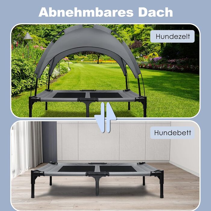 Лежанка для собак з балдахіном, велика, 92 x 76 x 92 см. Водонепроникна, з дихаючим мереживним полотном. Підходить для кемпінгу та пляжу.