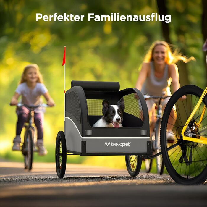 Фаркоп для велосипеда з собакою - Складаний фаркоп для велосипеда для собак до 40 кг, з відбивачами, водовідштовхувальний, сумісний з електровелосипедами, чорно-сірий