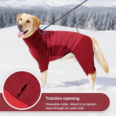 Зимовий теплий одяг для собак з високим коміром - регульований зимовий теплий одяг для собак маленьких, середніх та великих порід, для прогулянок, походів, кемпінгу, червоний, розмір M