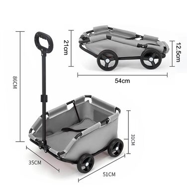 Дитяча коляска 3 в 1 для собак та котів, складний тролей для домашніх тварин з 4 EVA-колесами, сірим кольором (51 x 35 x 31 см)