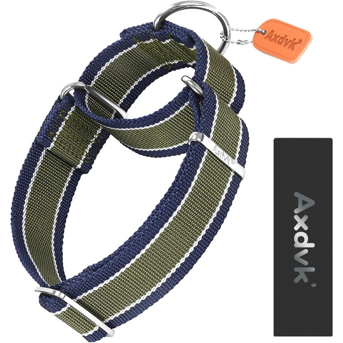 Нашийник для собак Martingale, 4 см, нейлон 1600D, анти-вислизання, 3 кольори, міцний, для середніх та великих собак, сіро-блакитний & чорний, армійсько-зелений & сірий (розмір: 43-64 см)