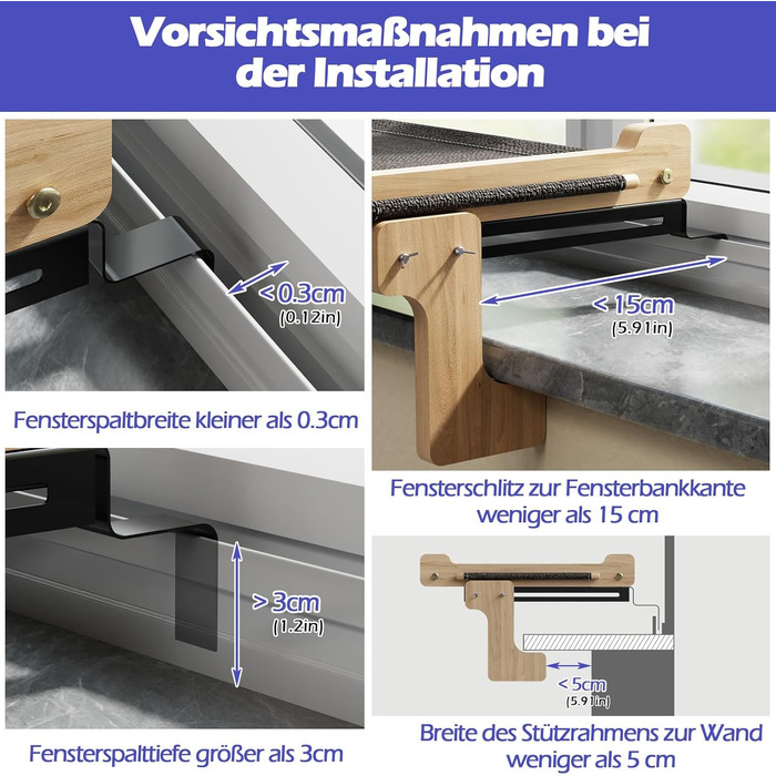 Крісло-гамак для кота Eukue на вікно з міцного дерева та металу (до 30 кг)