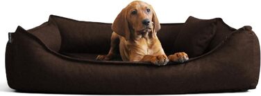 Ортопедичне ліжко для собак Tierlando® Donald, прямокутне, з матрацом з віскоеластомеру, міцний оксфордський поліестер, неслизьке дно | 100x75 см | Колір: коричневий