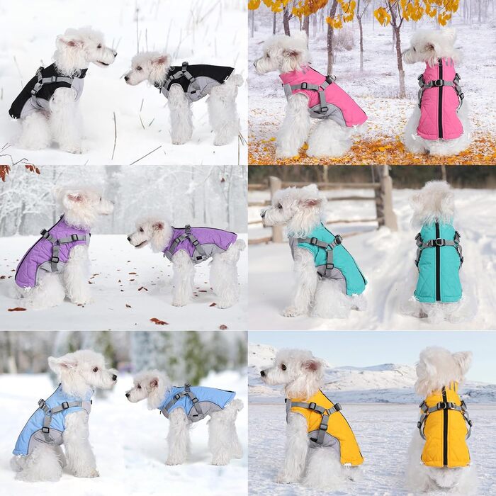 Водонепроникний зимовий одяг для собак Poseca з інтегрованим повідком (жовтий, L)