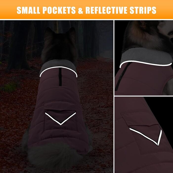 iBuddy Зимовий теплий куртка для собак з флісовою жилеткою, водонепроникний, вітронепроникний, світловідбиваючий, регульований, для великих собак (Рожевий, XXX-Large)