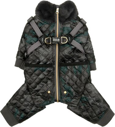 Комбінезон Puppia Bylur для собак, чорний, XL - теплий, з інтегрованим шлейкою