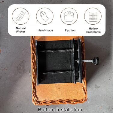 Задній плетенний кошик для тварин на велосипед – для котів та собак – з металевим захистом – кошик для перевезення домашніх тварин, натуральний