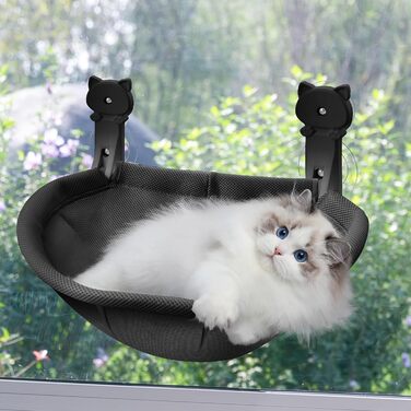 Крісло-гамак для кота на вікно Homegroove, 45 x 30 см, чорний, з металевим каркасом