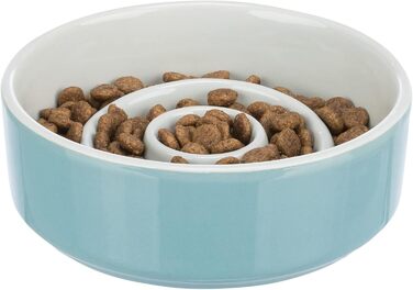Миска для собак TRIXIE Slow Feeding, керамічна, 0,9 л, сіра/блакитна, 24521