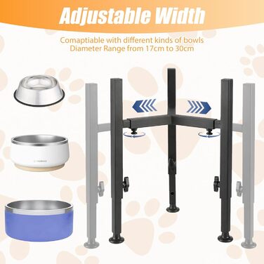 Підвищений годівниця для собак з регульованою висотою та шириною, металева миска для води/корму, підставка для собак великих, середніх та маленьких порід (миска не входить до комплекту)