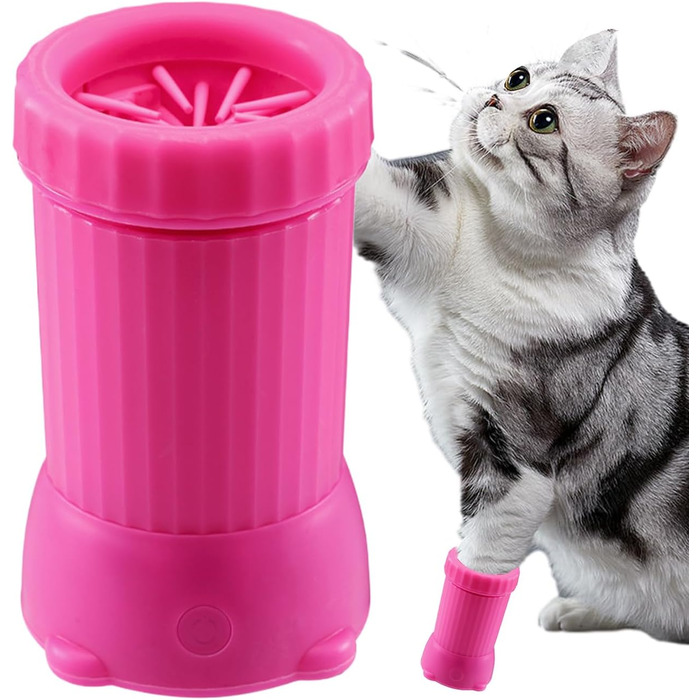 Автоматичний мийник лап для собак, USB-зарядка, для середніх та великих порід (рожевий)