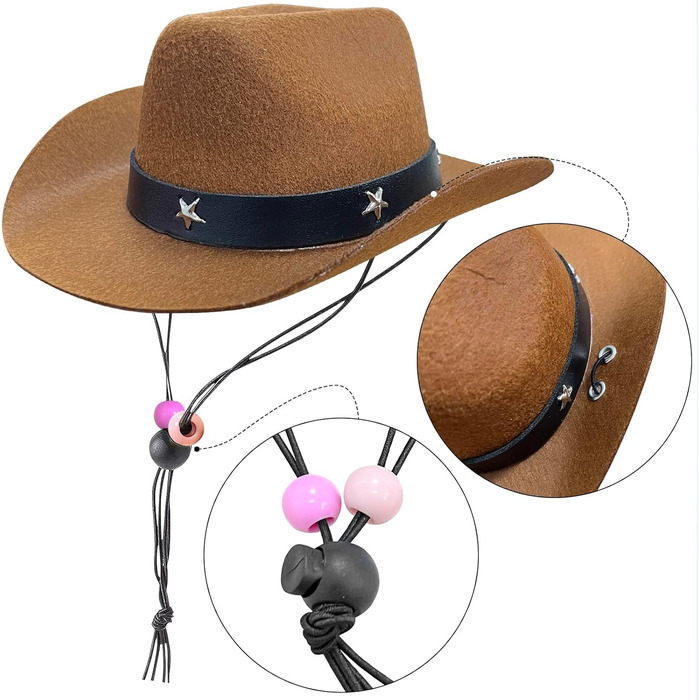 Ковбойський костюм для домашніх тварин: капелюх та бандана, комплект аксесуарів для собак та котів, коричневий