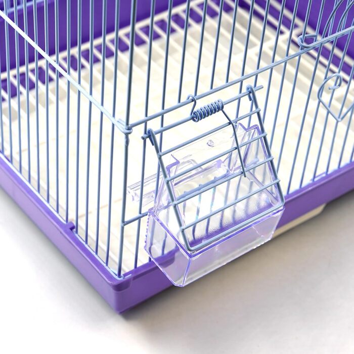 Клітка для птахів з годівницями, жердинами та гойдалками, 34,5 x 28 x 49,5 см, зелена/фіолетова