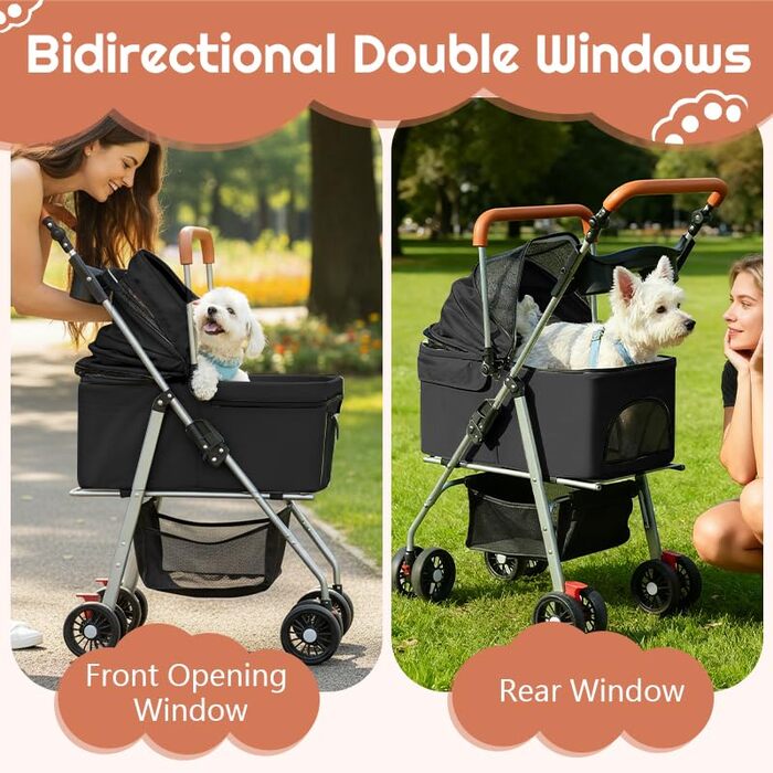 Візок для тварин Simcat: для собак та котів, складаний, з поворотними колесами (блакитний)