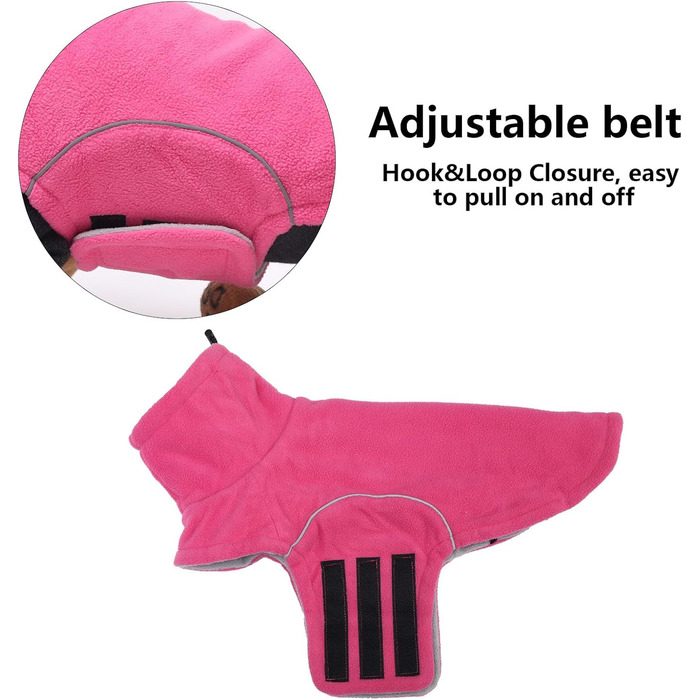 Теплий флісовий пуловер для собак, теплий одяг для такс, одяг для собак з отвором для повідка, відбиваюча мініатюрна одяг для такс на зиму, для холодної погоди, для дому та вулиці (XS(довжина спини: 31~33см), рожевий)