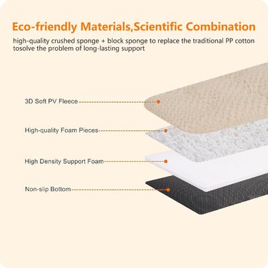 Ортопедичне ліжко для собак, матрац для собак з двошаровим дизайном, миється, знімний кошик для собак, 90 см для собак маленьких та середніх порід, бежевий колір, розмір 89 x 59 x 10 см