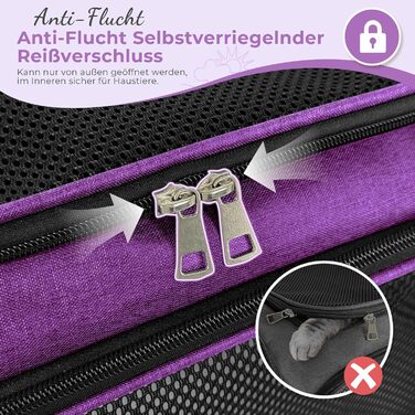 Транспортна сумка для кота та собаки, переноска для собак, складана переноска для котів, портативна переноска для тварин, 5 кг, для середніх собак та котів (Зелений, фіолетовий)