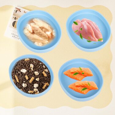 Миски для котів та собак Bebeibon: силіконові, неслизькі, 330 мл, 2 шт. (Блакитний)